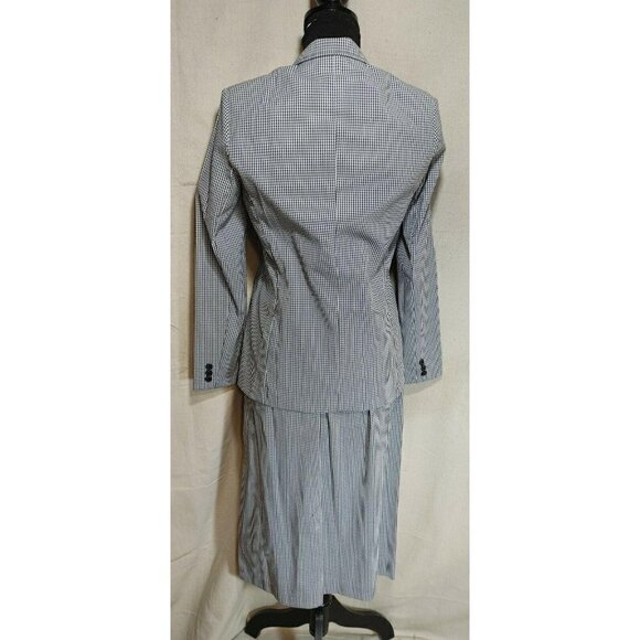 Vintage Jack Winter Womens White Gingham 3 Piece Blazer Top Skirt Suit Size 8 - Picture 7 of 12